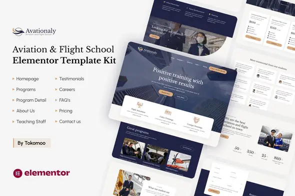 Aviationaly - Aviation & Flight School Elementor Template Kit | WP TOOL MART