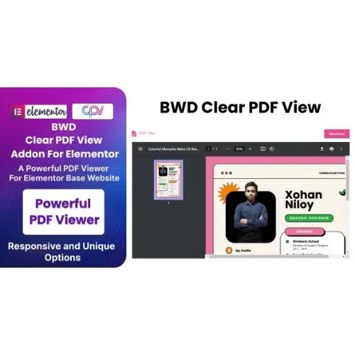 BWD Clear PDF View Addon For Elementor | WP TOOL MART