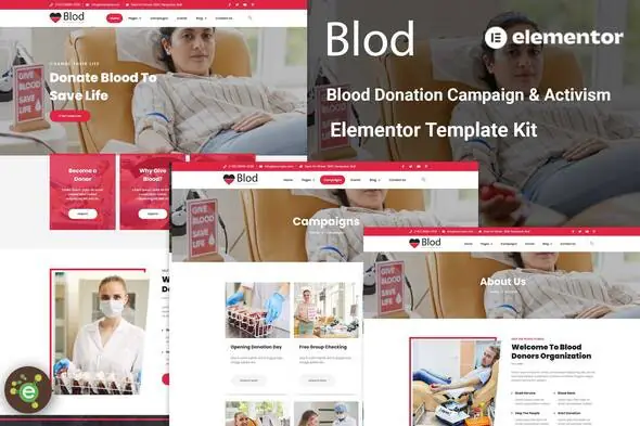 Blod - Blood Drive & Donation Campaigns Elementor Template Kit | WP TOOL MART