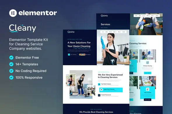 Cleany – Cleaning Service Company Elementor Template Kit | WP TOOL MART