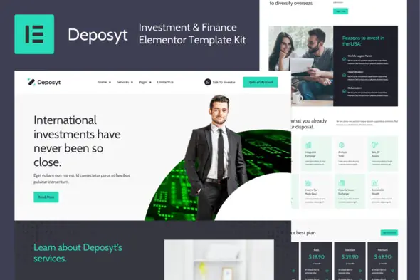 Deposyt - Investment & Finance Elementor Template Kit | WP TOOL MART