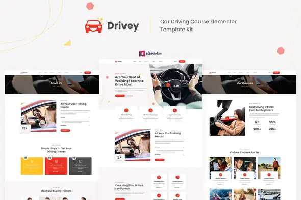 Drivey - Car Driving Course Elementor Template Kit | WP TOOL MART