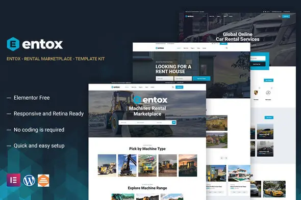 Entox - Car Rental Marketplace Elementor Template Kit | WP TOOL MART
