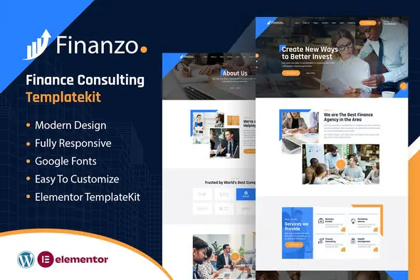 Finanzo | Finance Consulting Elementor Template Kit | WP TOOL MART