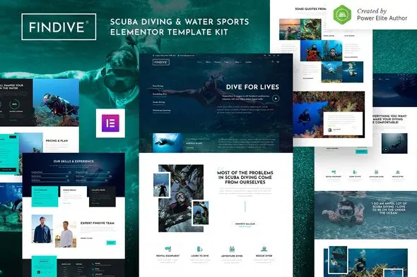 Findive – Scuba Diving & Water Sports Elementor Template Kit | WP TOOL MART