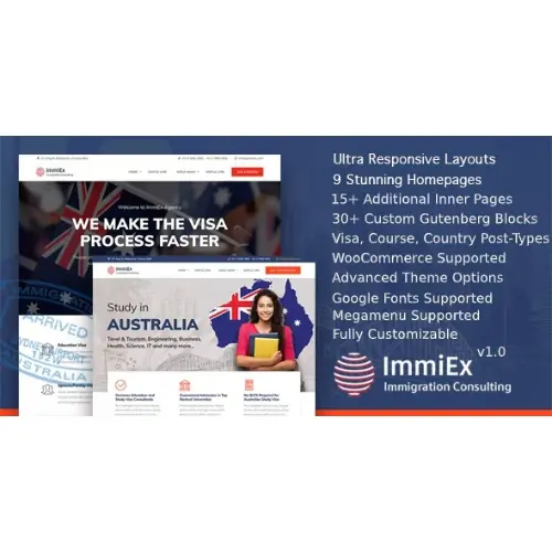 Immigration law, Visa services support, Migration Agent Consulting WordPress Business Theme – ImmiEx | WP TOOL MART