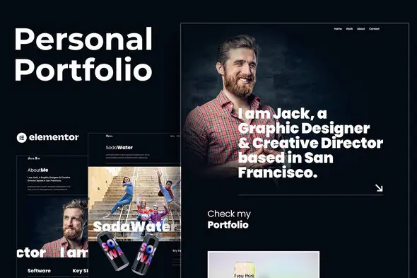 Jack.Dir - Personal Design Portfolio Elementor Template Kit | WP TOOL MART