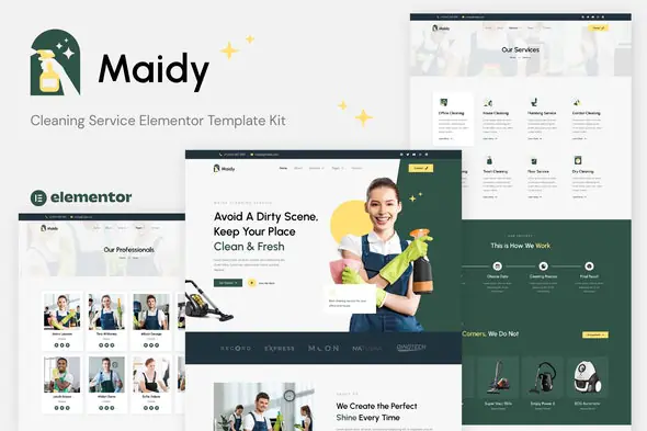 Maidy - Cleaning Service Elementor Template Kit | WP TOOL MART
