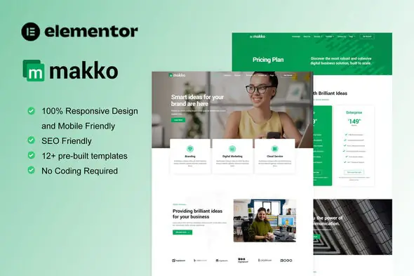Makko - Digital Agency Elementor Pro Full Site Template Kit | WP TOOL MART