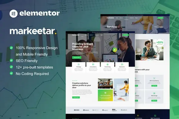 Markeetar - Digital Marketing Agency Elementor Pro Template Kit | WP TOOL MART