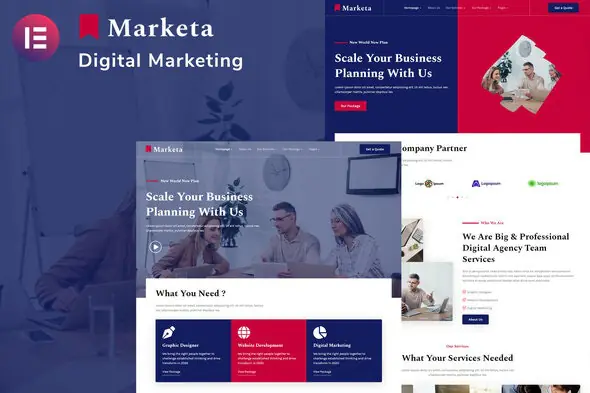 Marketa - Digital Agency Business Services Elementor Template Kit | WP TOOL MART