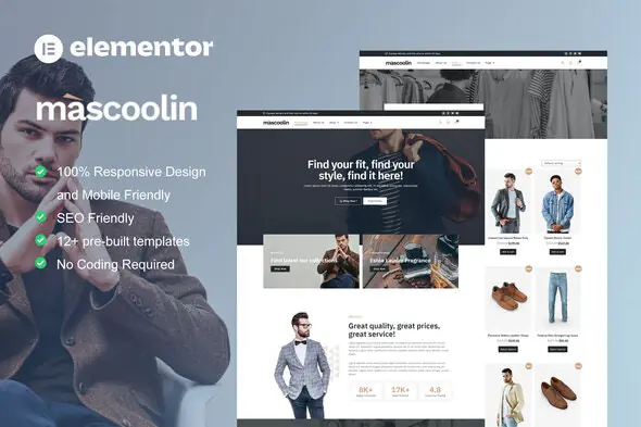 Mascoolin - Fashion Store Elementor Template Kit | WP TOOL MART