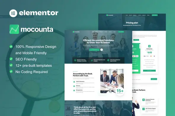 Mocounta - Accounting Firm Elementor Template Kit | WP TOOL MART