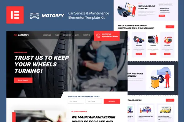 Motorfy - Car Service & Maintenance Elementor Template Kit | WP TOOL MART