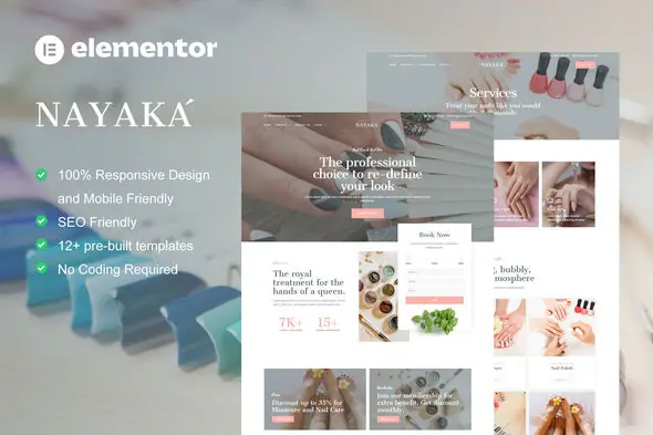 Nayaka - Nail Salon & Beauty Care Elementor Template Kit | WP TOOL MART
