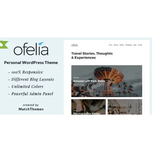 Ofelia – Travel Personal WordPress Blog Theme | WP TOOL MART
