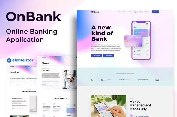 OnBank - Online Banking & Money Transfers - Elementor Kit | WP TOOL MART