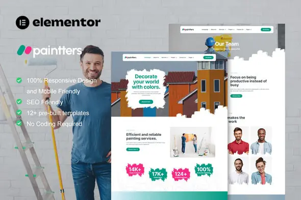 Paintters - Painting Service Elementor Template Kit | WP TOOL MART