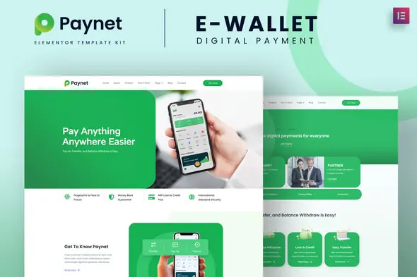 Paynet Digital E-wallet Elementor Template Kit | WP TOOL MART