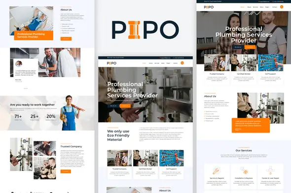 Pipo - Plumber Services Elementor Template Kit | WP TOOL MART