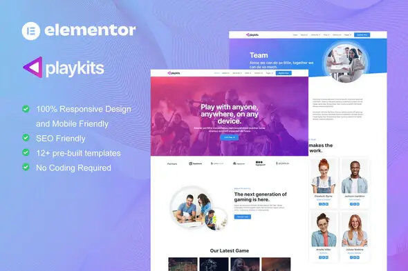 Playkits - Video Game Publisher & Shop Elementor Template Kit | WP TOOL MART