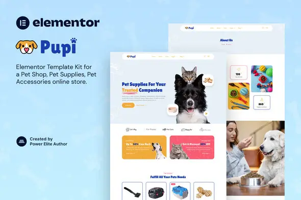 Pupi – Pet Shop & Pet Supplies Elementor Template Kit | WP TOOL MART