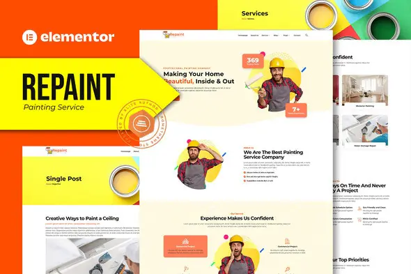 Repaint - Painting Company Service Elementor Template Kit | WP TOOL MART