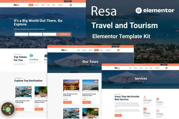 Resa - Travel & Tourism Elementor Template Kit | WP TOOL MART