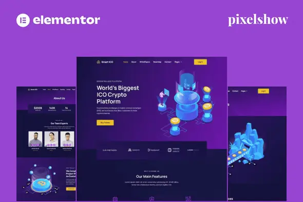Smart ICO - Crypto Currency Elementor Pro Full Site Kit | WP TOOL MART