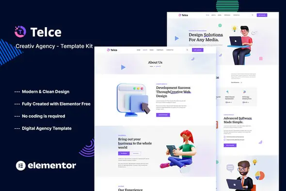 Telce - Creative Agency Elementor Template Kit | WP TOOL MART