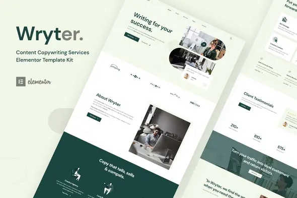 Wryter - Content Copywriting Services Elementor Template Kit | WP TOOL MART