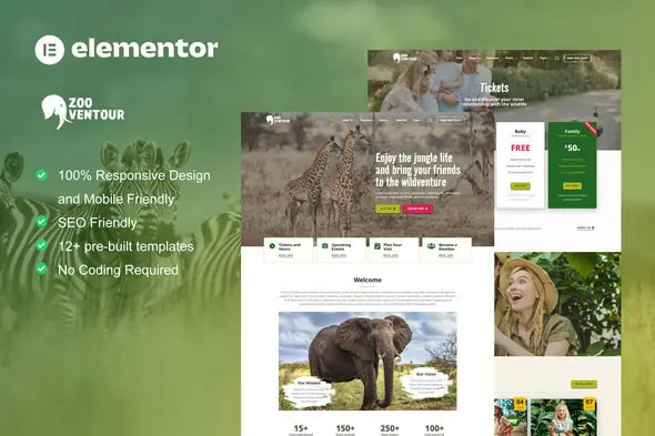 Zooventour - Safari & Zoo Elementor Pro Template Kit | WP TOOL MART
