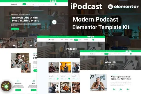 iPodcast - Modern Podcast Elementor Template Kit | WP TOOL MART