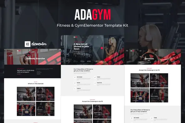 Adagym - Fitness & Gym Elementor Template Kit | WP TOOL MART