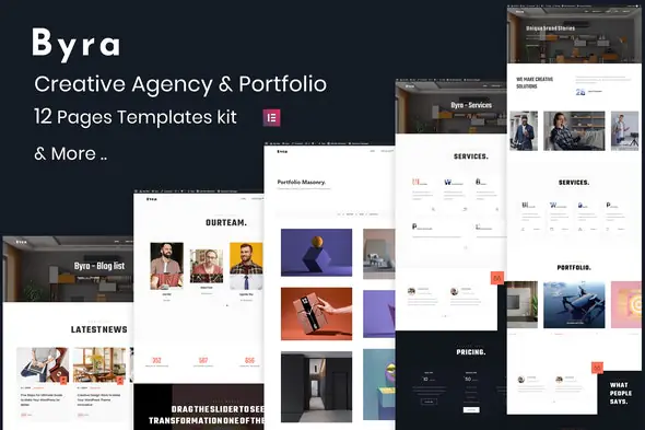 Byra - Creative Agency & Modern Portfolio Elementor Template Kit | WP TOOL MART