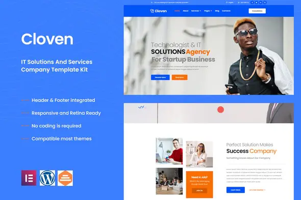 Cloven - IT Solutions & Services Company Elementor Template Kit | WP TOOL MART