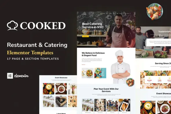 Cooked - Catering & Restaurant Website Elementor Template Kit | WP TOOL MART