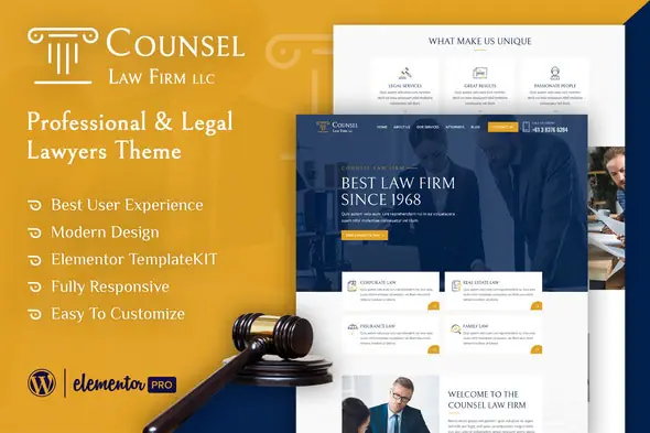 Counsel - Law Firm Elementor Template Kit | WP TOOL MART