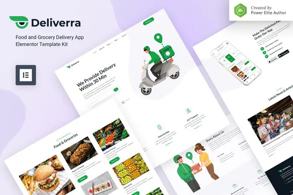 Deliverra – Food & Grocery Delivery App Elementor Template Kit | WP TOOL MART