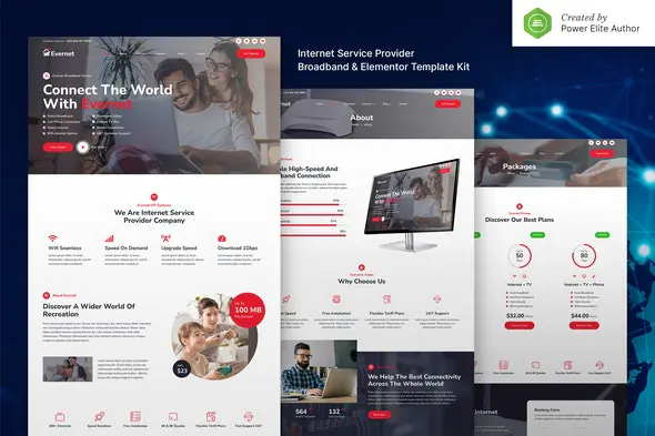 Evernet – Broadband & Internet Service Provider Elementor Template Kit | WP TOOL MART