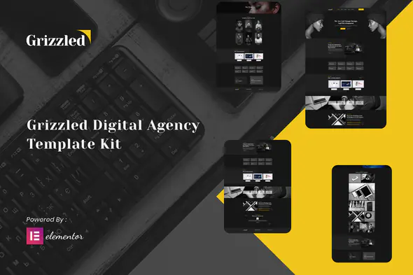 Grizzled - Digital Agency Dark Elementor Template Kit | Creative & Design | WP TOOL MART
