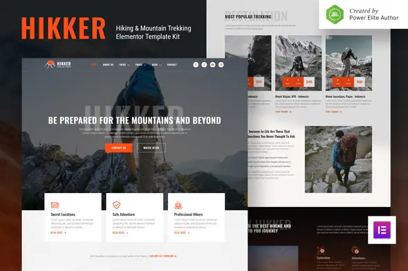 Hikker – Hiking & Mountain Trekking Elementor Template Kit | WP TOOL MART