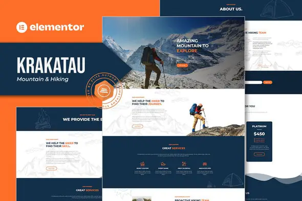 Krakatau - Mountain & Hiking Elementor Template Kit | WP TOOL MART