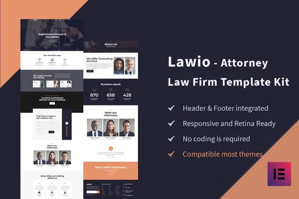 Lawio - Attorney Law Firm Elementor Template Kit | WP TOOL MART
