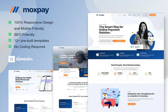 Moxpay - Online Payment Gateway Elementor Template Kit | WP TOOL MART