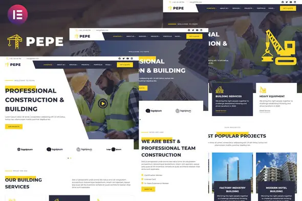 Pepe - Building & Construction Business Services Elementor Template Kit | WP TOOL MART