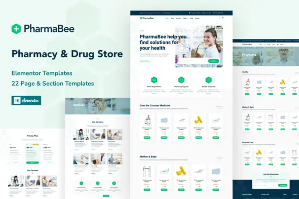 PharmaBee - Pharmacy & Drug Store Website Elementor Template Kit | WP TOOL MART
