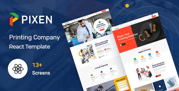 Pixen - Printing Services Company React Template | WP TOOL MART