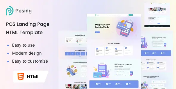 Posing - Point of Sale Landing Page HTML & React Template | WP TOOL MART