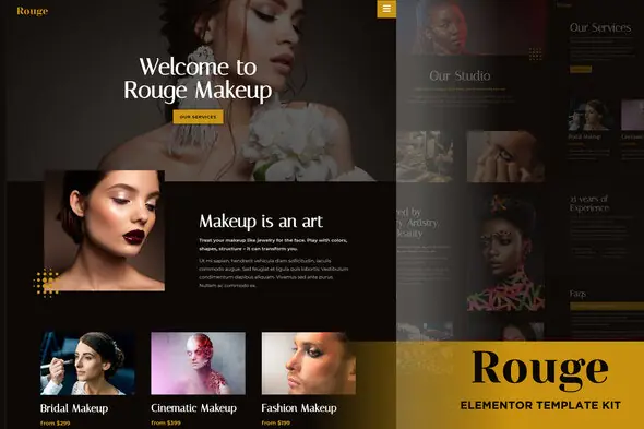 Rouge - Makeup & Beauty Elementor Template Kit | WP TOOL MART
